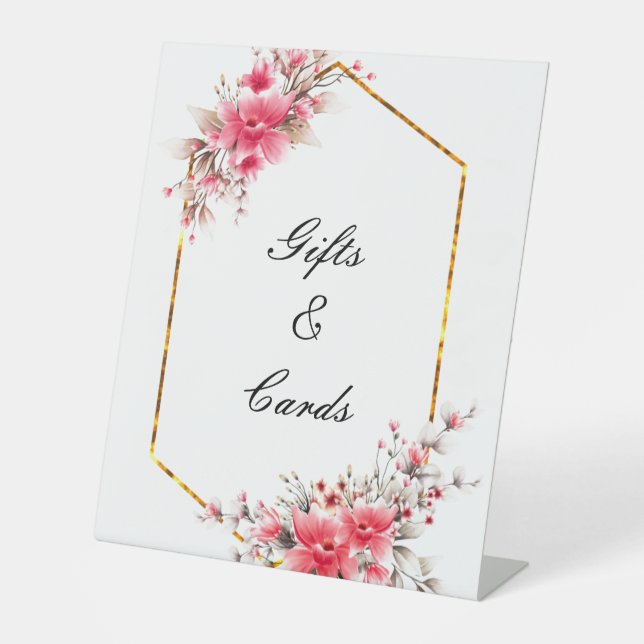 WEDDING PINK FLORAL TABLE SIGN FOR WEDDING (Front)