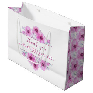 Wedding pink flowers thank you large gift bag