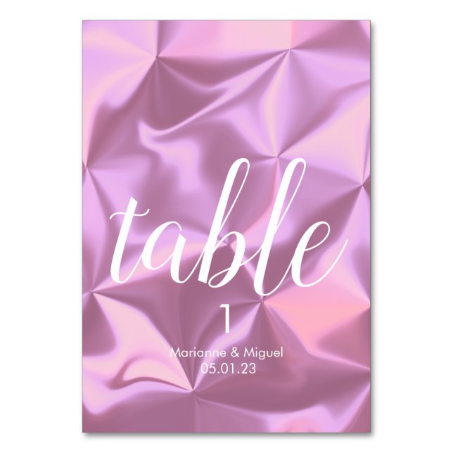 Wedding Pink Foil Seating Table Number (Front)