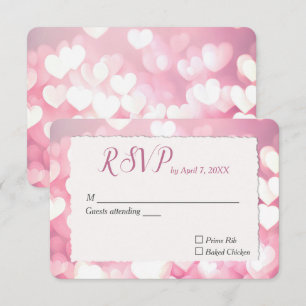 Wedding Pink Hearts RSVP Card