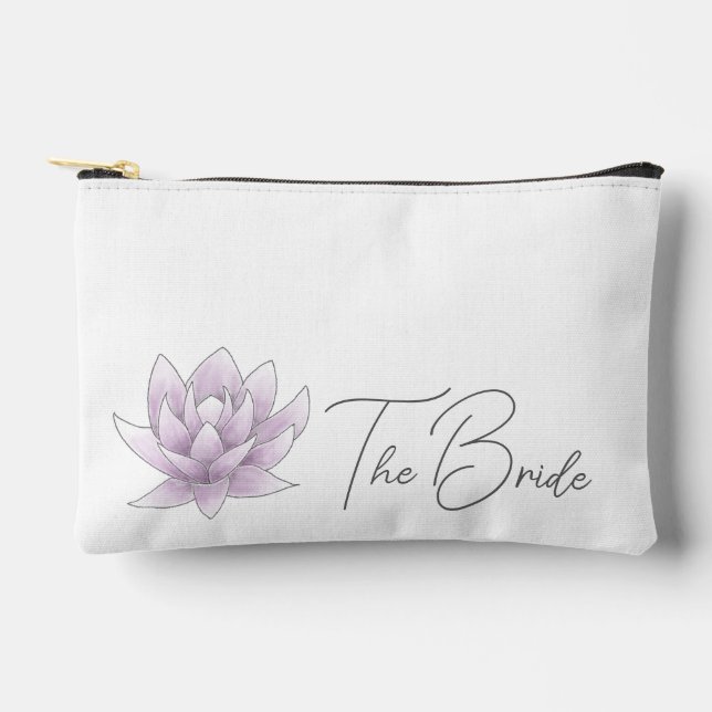 Wedding Pink Lotus Bride Accessory Pouch (Front)