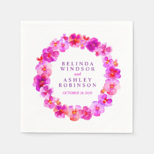 Wedding pink pansy custom napkins