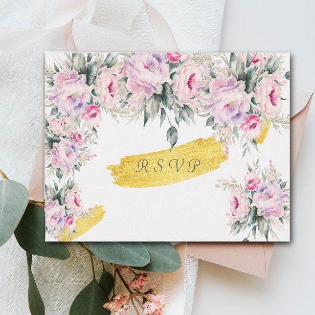 Wedding Pink Peonies Response Cards (Creator Uploaded)