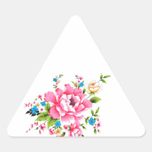 Wedding Pink Peony bunch of flowers Triangle Sticker