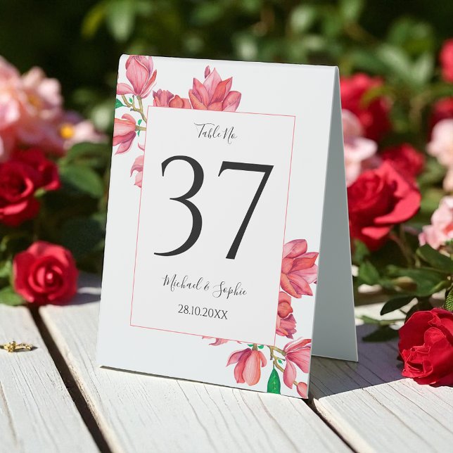 Wedding Pink Table Number Watercolor (Creator Uploaded)