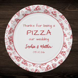 Wedding Pizza After Party Red Italian Hand Drawn Paper Plate