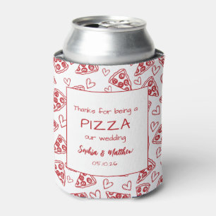 Wedding Pizza Red Italian Hand Drawn Thank You Can Cooler