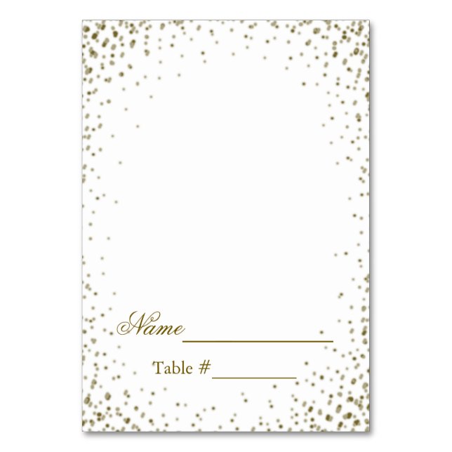 Wedding Place Card Gold Confetti (Front)