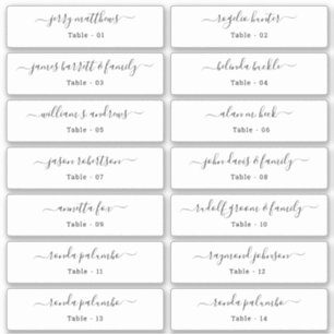 Wedding Place Card Guest Names Table Number Stick