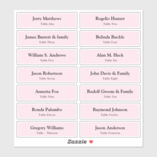 Wedding Place Card Guest Names Table Number Stick