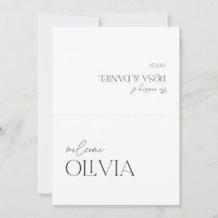 Wedding Place Card – Minimalist Black & White Typo