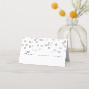 Wedding Place Card Silver Foil Glitter Lights