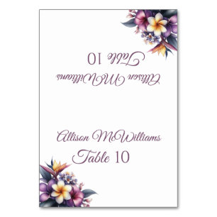 Wedding Place card-Tropical Floral-Vegetarian- Table Number