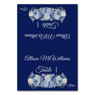 Wedding Place card-Watercolor Flowers-Fish Table Number