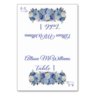 Wedding Place card-Watercolor Flowers-Meat Icon- Table Number