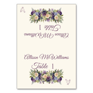 Wedding Place card-Watercolor Flowers-Poultry- Table Number