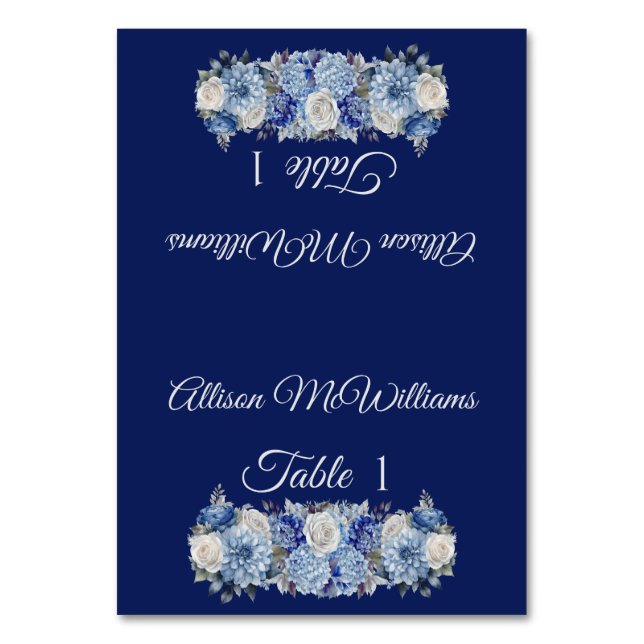 Wedding Place card-Watercolor Flowers- Table Number (Front)