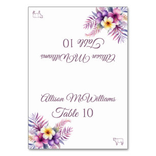 Wedding Place card-Watercolor Island Romance-Meat- Table Number