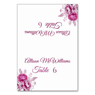 Wedding Place card-Watercolor Magenta Peony Table Number