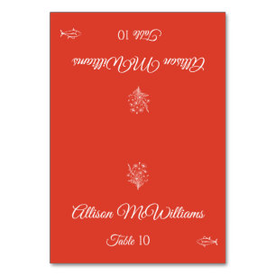 Wedding Place card-Wildflower Elegance Fish Icon- Table Number