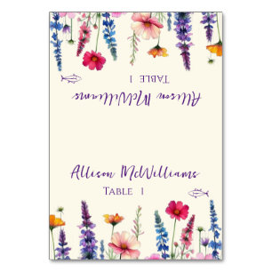 Wedding Place card-Wildflower Symphony Fish Icon- Table Number