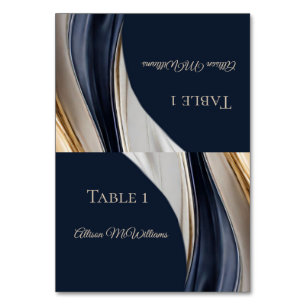 Wedding Place cards-Blue White Gold- Table Number
