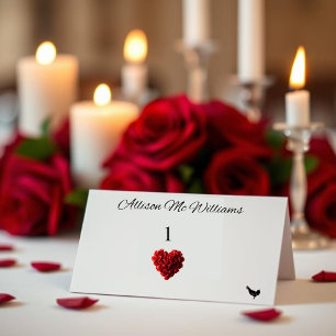 Wedding Place Cards Chicken Icon-Red Roses
