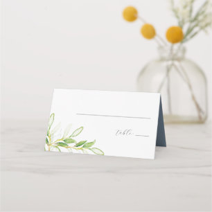 Wedding Place Cards Elegant Watercolor Greenery