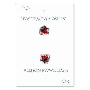 Wedding Place cards-Fish Icon-Heart Shaped Rose Table Number