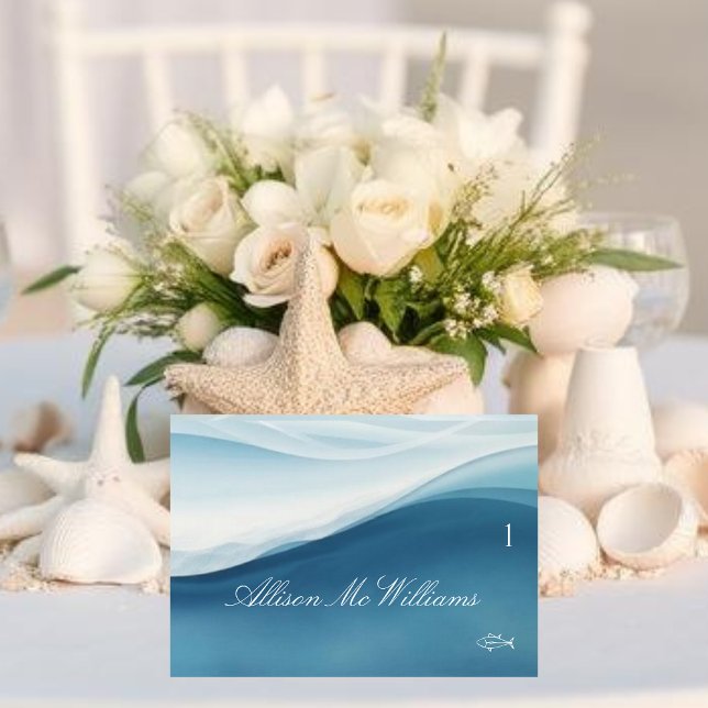 Wedding Place Cards Fish Icon-Serene Blue (Wedding Place Cards Fish Icon-Serene Blue )
