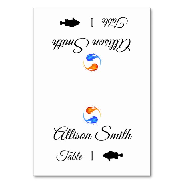 Wedding Place Cards-Fish Icon-Twin Flames- Table Number (Front)