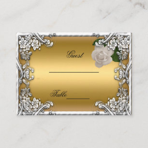 Wedding Place Cards Gold Cream Rose Silver White