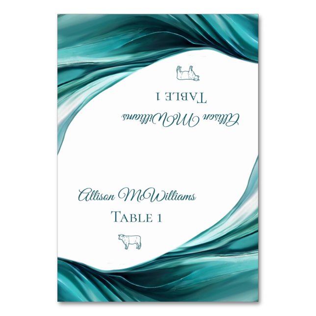 Wedding Place cards-Meat Icon-Emerald Green- Table Number (Front)