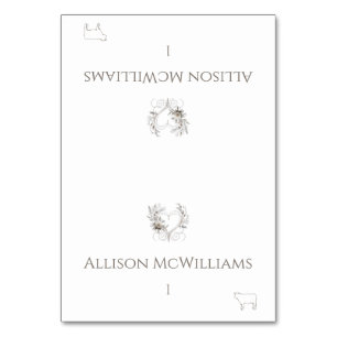 Wedding Place cards-Meat Icon-Flowers Table Number