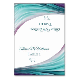 Wedding Place cards-Meat Icon-Purple and Teal- Table Number