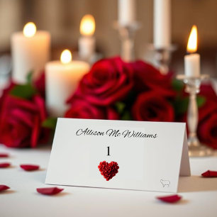 Wedding Place Cards Meat Icon-Red Roses