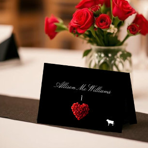 Wedding Place Cards Meat Icon-Red Roses