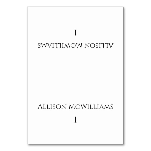 Wedding Place cards-Modern Black and White Table Number (Front)