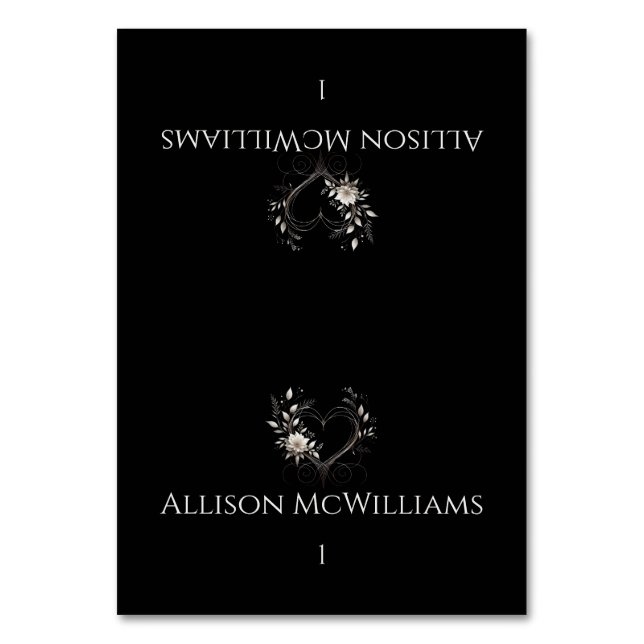 Wedding Place cards--Modern Flowers with a Heart Table Number (Front)