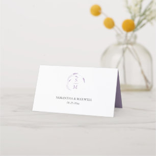 Wedding Place Cards Monogram Lavender