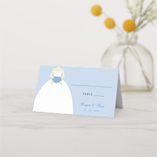 Wedding Place Cards (Pastel Blue Wedding Gown)