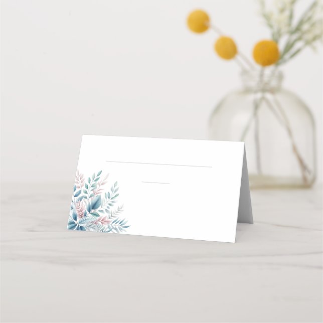 Wedding Place cards-Pastel Botanical Card (Front)