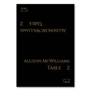 Wedding Place cards-Pork Icon-Black and Gold Table Number