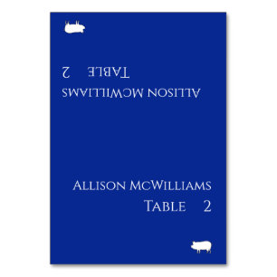 Wedding Place cards-Pork Icon-Blue and White Table Number