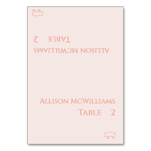 Wedding Place cards-Pork Icon-Blush Table Number