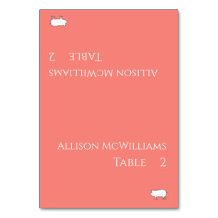 Wedding Place cards-Pork Icon-Pink Coral- Table Number