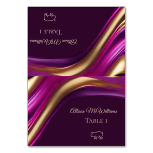 Wedding Place cards-Pork Icon-Purple Gold- Table Number
