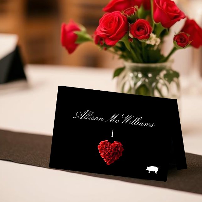 Wedding Place Cards Pork Icon-Red Roses (Wedding Place Cards Pork Icon-Red Roses)