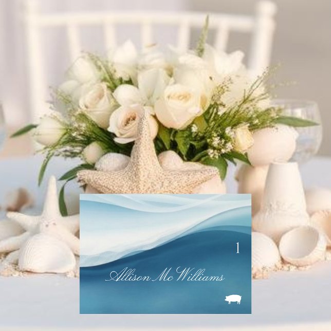 Wedding Place Cards Pork Icon-Serene Blue (Wedding Place Cards Pork Icon-Serene Blue )