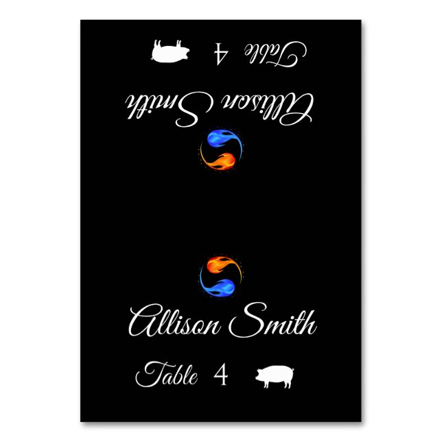 Wedding Place Cards-Pork Icon-Twin Flames- Table Number (Front)